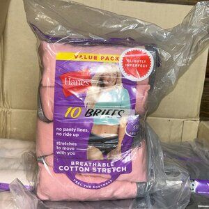 Hanes Women's Cotton Briefs – LOT 56 - 180 pcs – 18 packs (10 ea) – Sz 6 - NEW